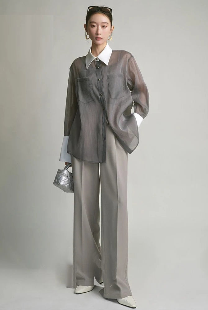 Ashoreshop-2024-Spring-Korea-Style-Long-Sleeve-Sheer-Women-Shirt-Office-Lady-Loose-Button-Up-Contrast-Collar3