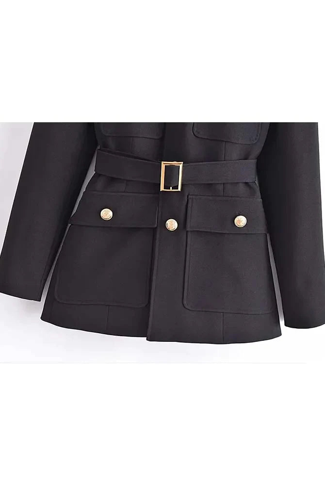 Ashoreshop-Ashoreshop-Woman 2023 Gold Button Long Blazer Coats With Belt Autumn Winter Blazers Suit Jacket-1-4