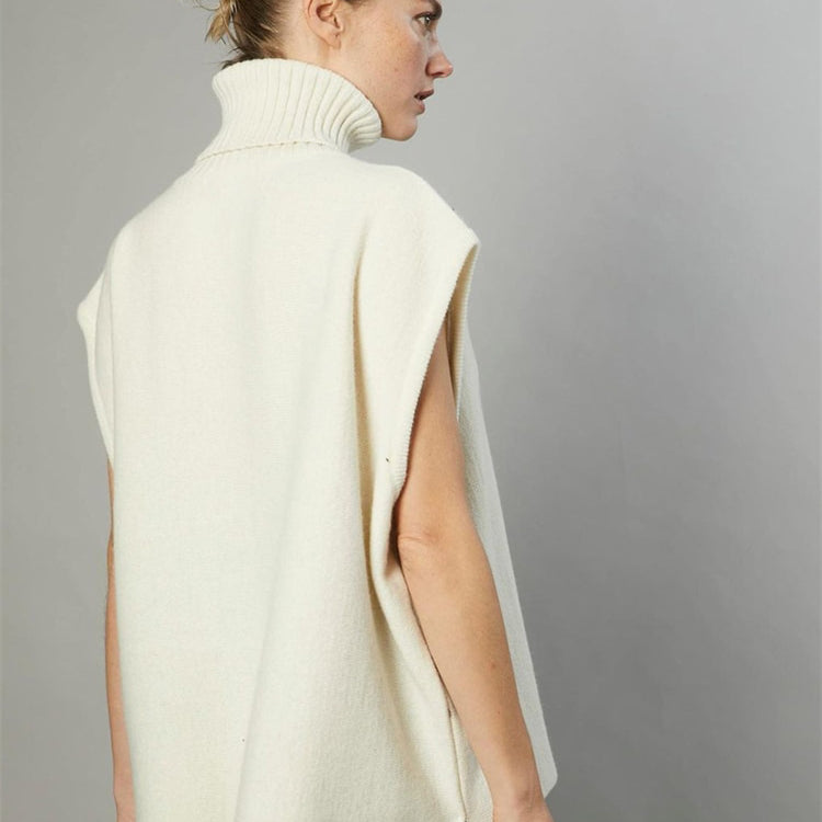 Corchet Knitted Tank Tops Women Autumn Loose Turtleneck Sweaters Y2K Sleeveless Pullovers Casual Streetwear Vests