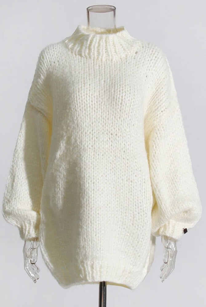 Ashoreshop-Mohair_Sweaters_For_Women_Round_Neck_Lantern_Sleeve_Loose_Sweater_Dress-7