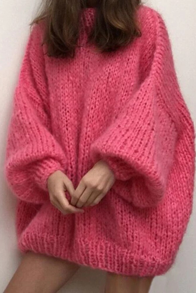 Ashoreshop-Mohair_Sweaters_For_Women_Round_Neck_Lantern_Sleeve_Loose_Sweater_Dress-8