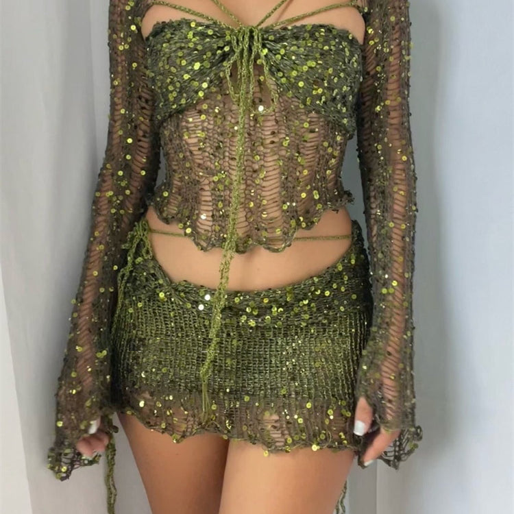 Ashore Shop Sequins Knitted Summer Women Beach Outfits