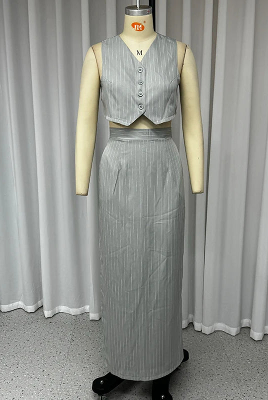 Ashoreshop-Two-Piece-Set-Women-Office-Sleeveless-Single-Breasted-Button-Vest-Top-9