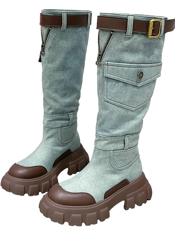Ashoreshop-Women-Casual-Shoes-Cowboy-Denim-Boots-2023-Winter-Flats-Knee-High-Boots-Motorcycle-Boots-1