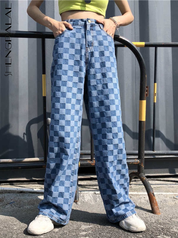 Ashoreshop-Womens-Checked-Women-s-Jeans-Autumn-2023-New-High-Waist-Wide-Leg-Loose-Straight-Denim_pants