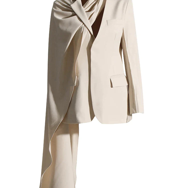 Ashoreshop-Young Professionals Modern Design Blazer For Women Scarf Collar-4