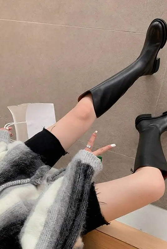 Ashoreshop-womens-leather -boots-Cow-Leather-Round-Toe-Med-Heels-Riding-Bootsa-8