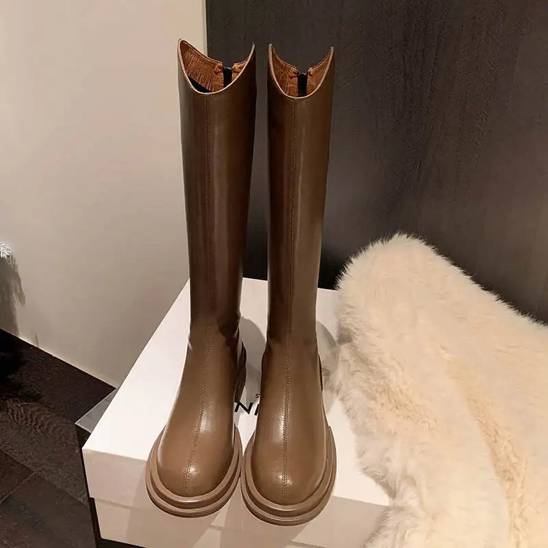 Ashoreshop-womens-leather -boots-Cow-Leather-Round-Toe-Med-Heels-Riding-Bootsa-10