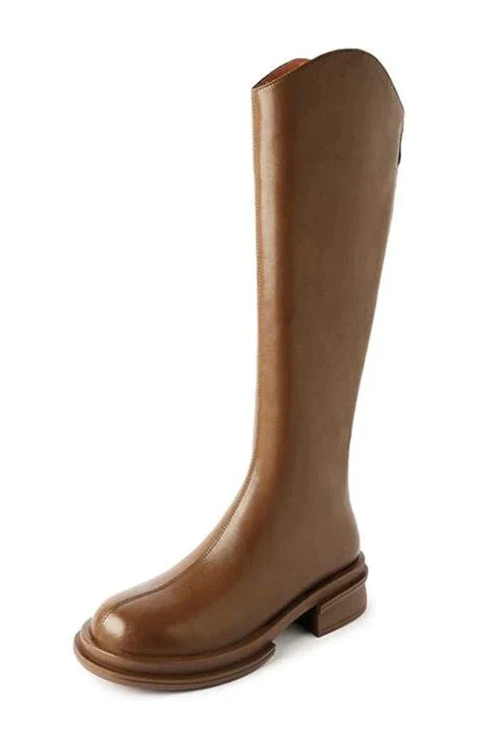 Ashoreshop-womens-leather -boots-Cow-Leather-Round-Toe-Med-Heels-Riding-Bootsa-6