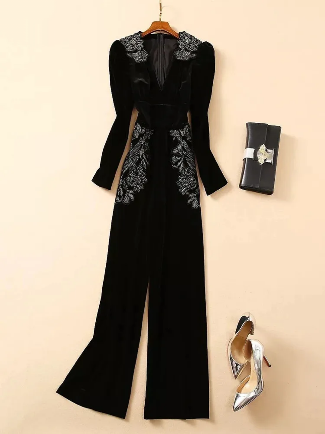 Ashoreshop-womens-velvet-jumpsuits-with-embroidery-designer-jumpsuits