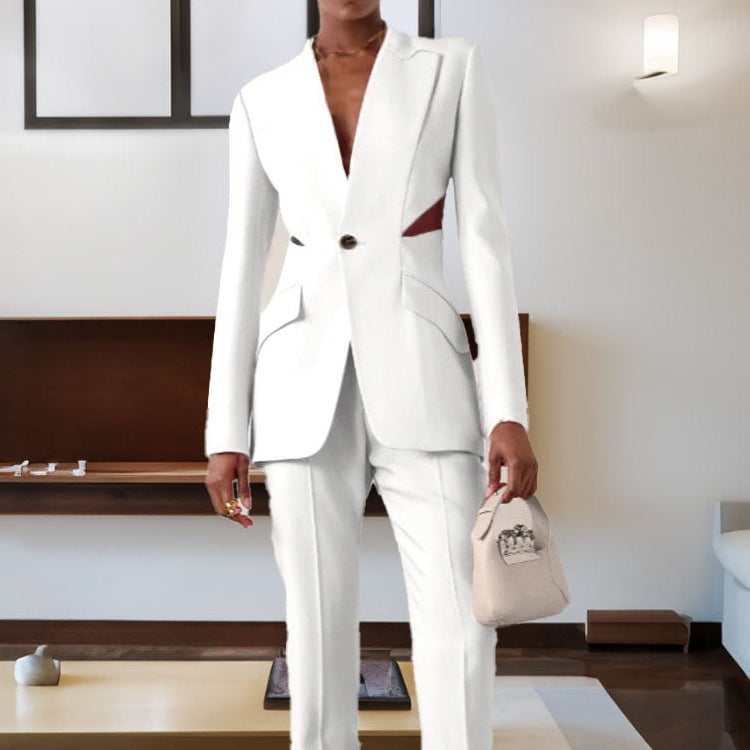 Business Women’s Summer Slim Suit Set: Blazer and Slim Pant Outfit
