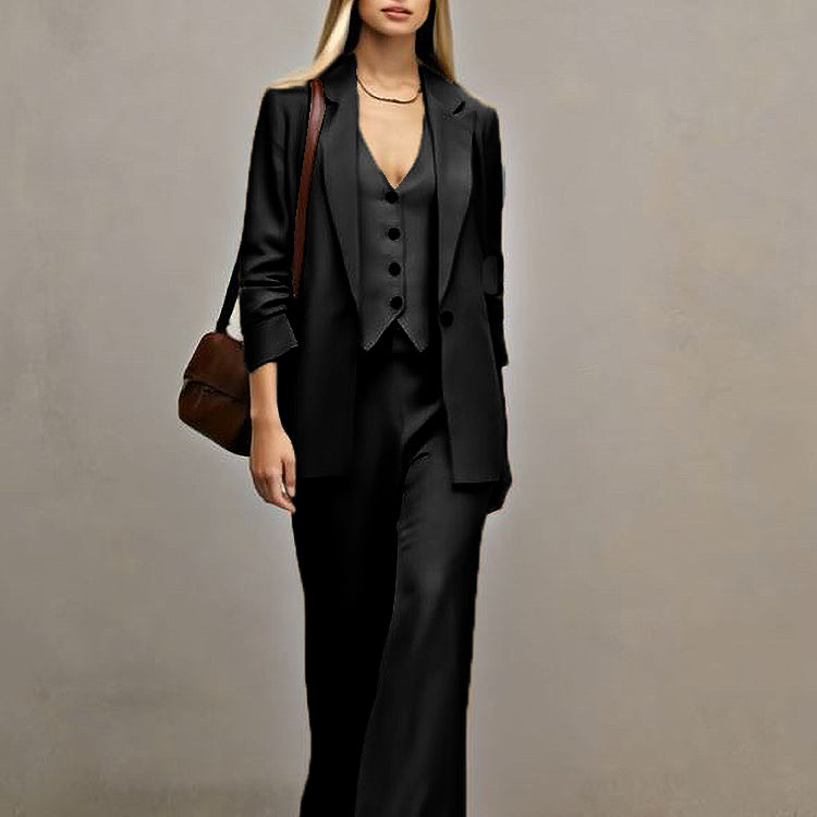 Personalized 3 Piece Office Suit with Vest Pants Chic Custom Style