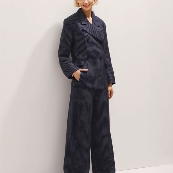 Ashore Pinstripe Blazer and pant sets Trendy Loose Fit