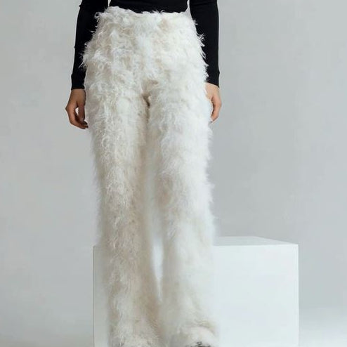 Luxury Comfort White Mohair Fur Leggings Pants