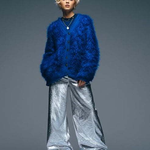 Ashore Mohair Fur Royal Loose fit Cardigans