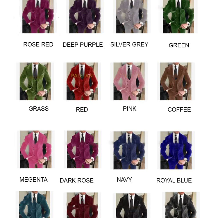 Men's Suits 3 Pieces Velvet Suit Sets for Formal Occasions
