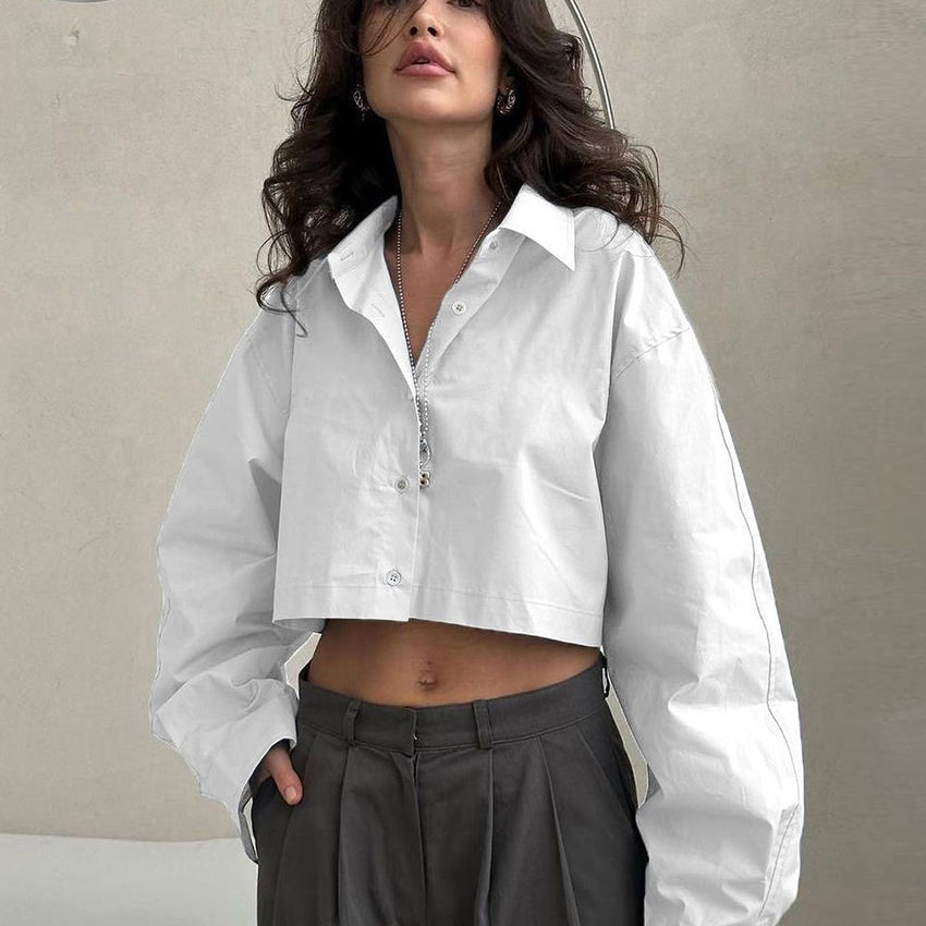 Ashore Shop Short Boxy White Woman Blouse 2023 Elegant Trendy