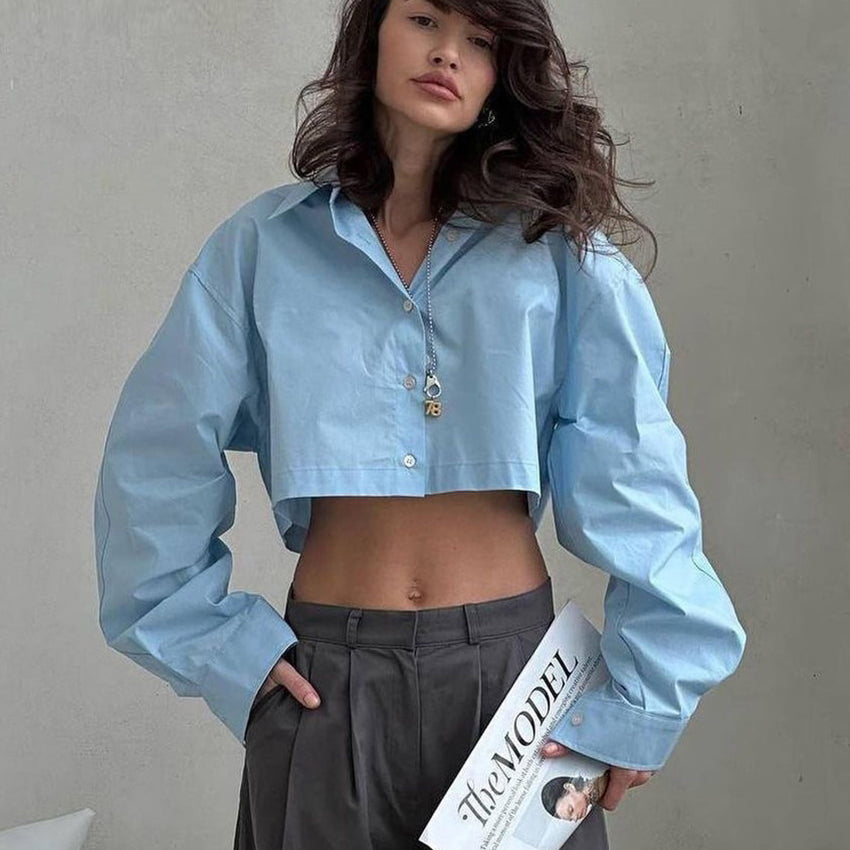 Ashore Shop Short Boxy White Woman Blouse 2023 Elegant Trendy