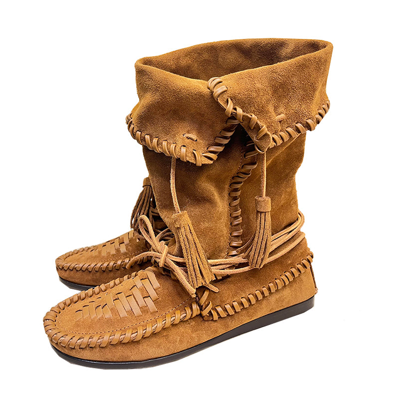 Ashore Shop Summer Native American-inspired Craftsmanship Flat Boots