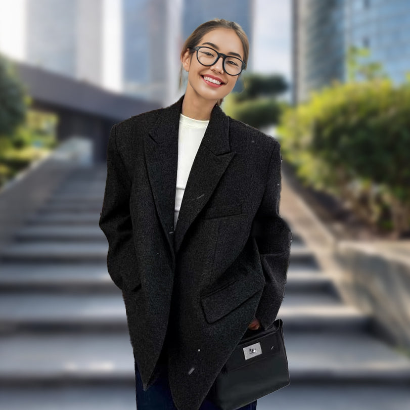 Conjuntos contemporáneos de dos piezas de blazer oversize con hombros anchos y pantalón holgado