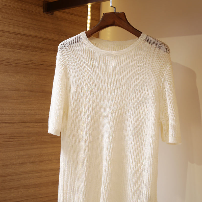 Linen and Silk Mens Summer Airy Resort Vacation T Shirts