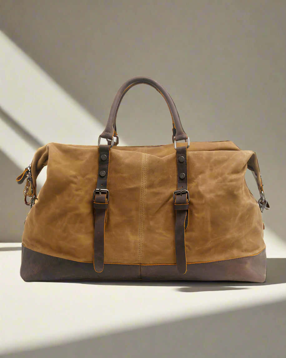 Durable_waxed_canvas_travel_bag_Men_Women_Large-capacity_workwear_travel_bag_camping_Bags