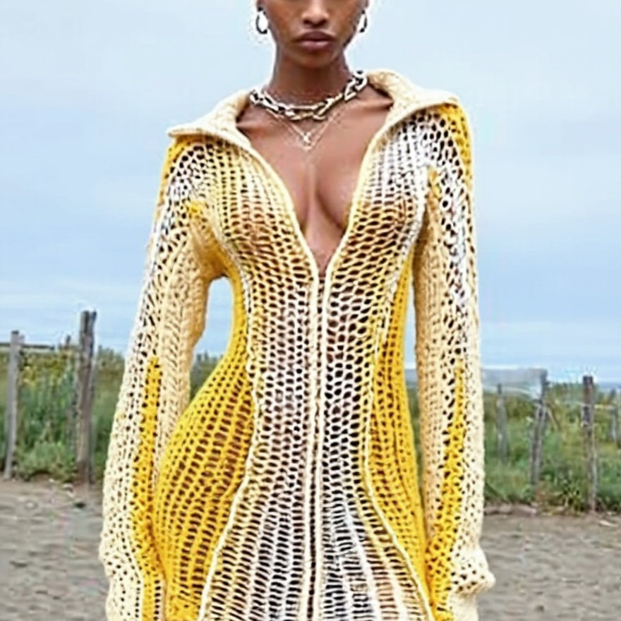 Ashore Design Knitted Thin Sweater Dress For Beach Getaway