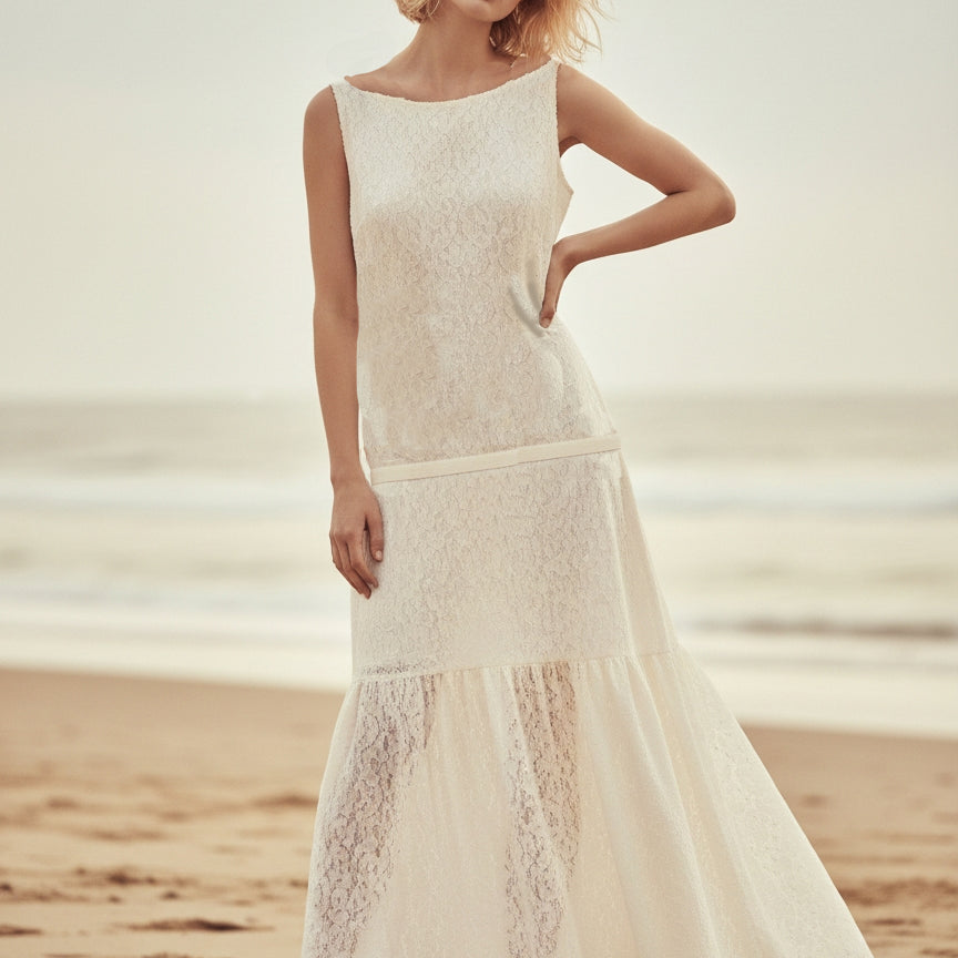Linen Lace Maxi Dress