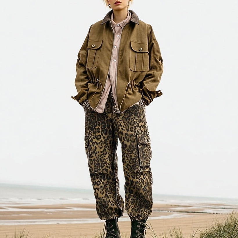 Short windbreaker jacket and Un-matching Outfit Look