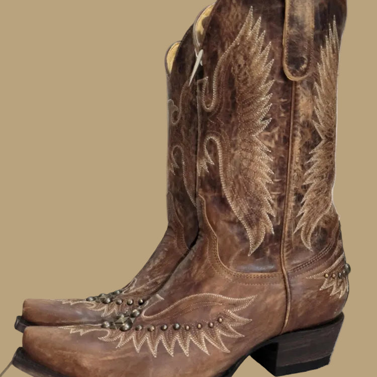Ashore Western Shop vintage brown leather cowgirl boots with time-worn finish
