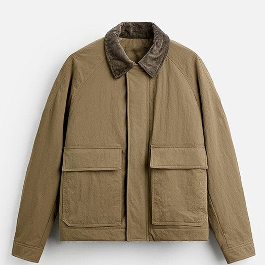Ashore Modern Men Short Utility Light Filled Jacket for Spring or Autumn