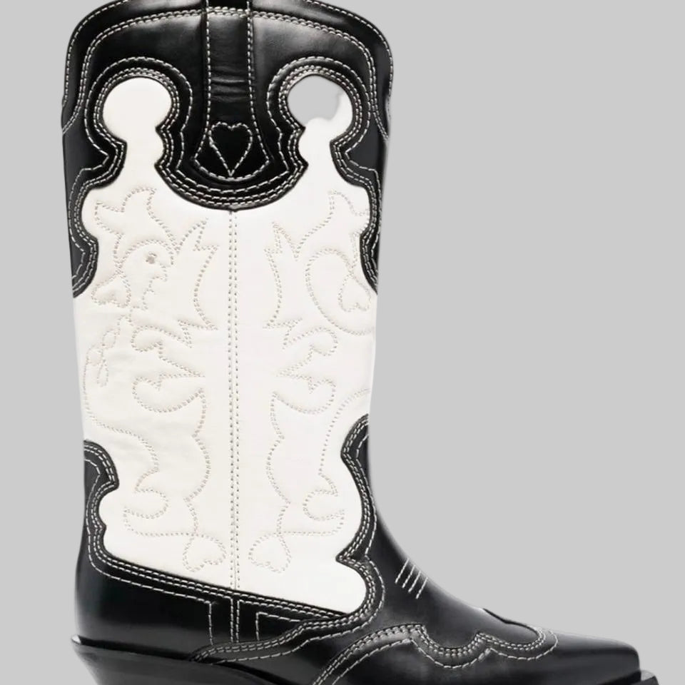 Fashion Blocking Embroidery Cowgirl Boots