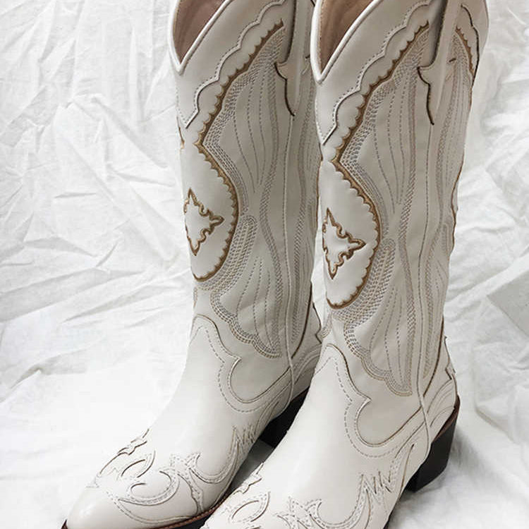 Ashore Western Shop rich brown leather finish with embroidery cowgirl high brown boots