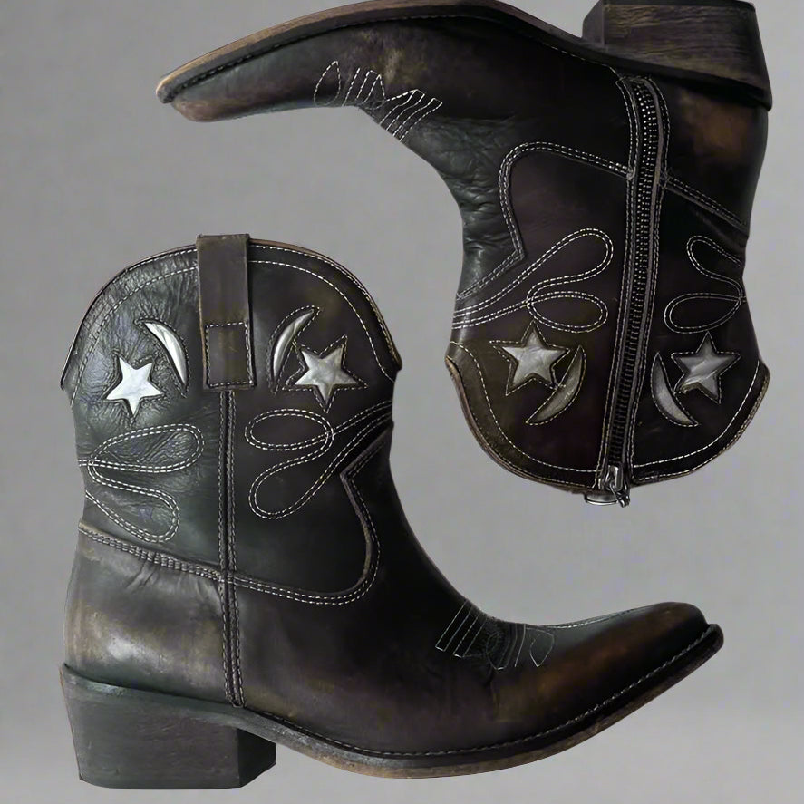 Ashore Shop Boots brown leather western cowgirl boots