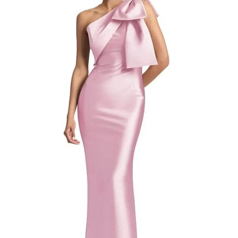 Ashore Shop Elegant One Shoulder Satin Mermaid Formal Dress