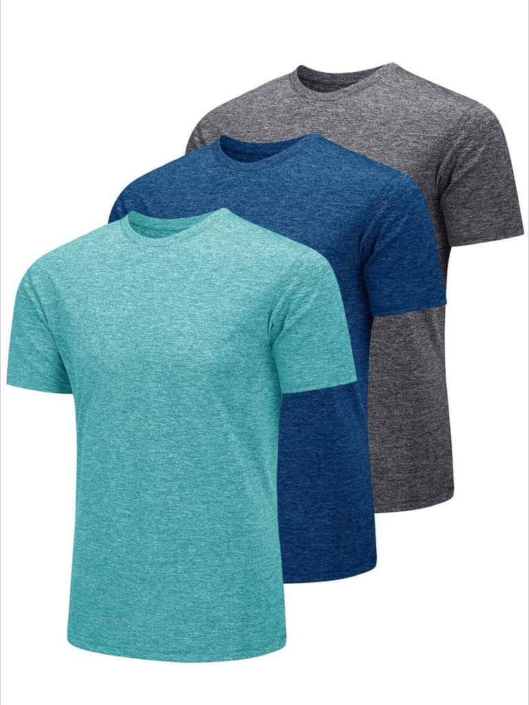 Ashore Shop Mens Summer Recreation Tee Moisture Wicking Quick Dry Casual Tees Gym Tops 3pc/Pack