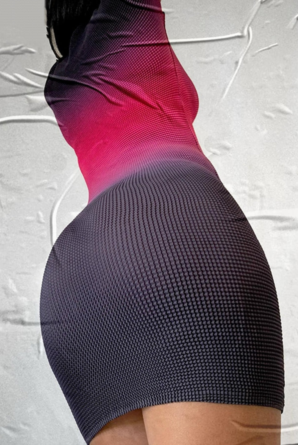 Ashore Shop Innovative Ripple Stretch one size fit all Short Sleeves Gradient Sexy Bodycon Skinny Mini Dress