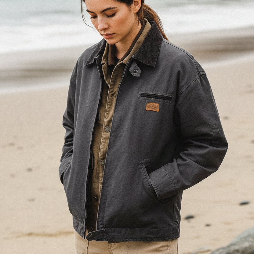 Workwear Utility Washed Canvas Jackets Unisex Loose Oversize