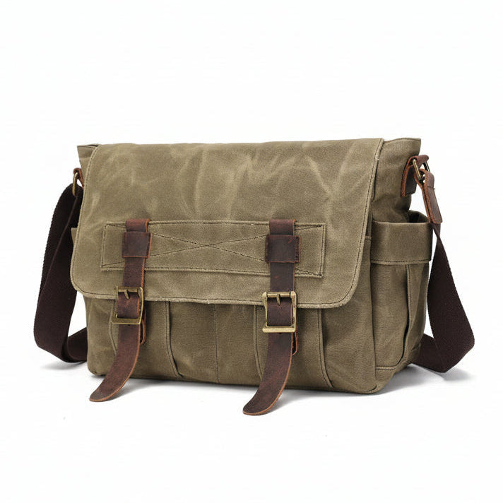 Rugged durability unisex canvas crossbody bag combines