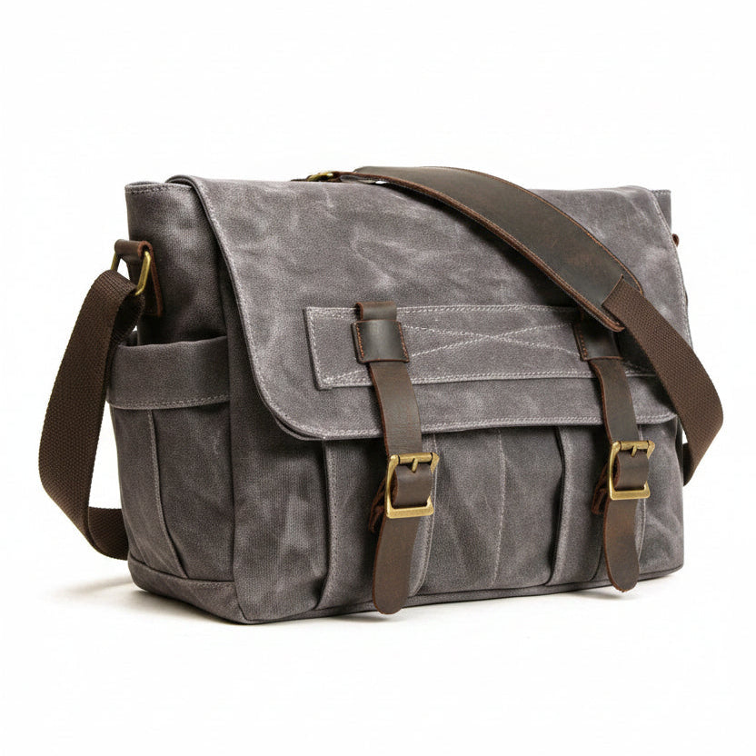 Rugged durability unisex canvas crossbody bag combines