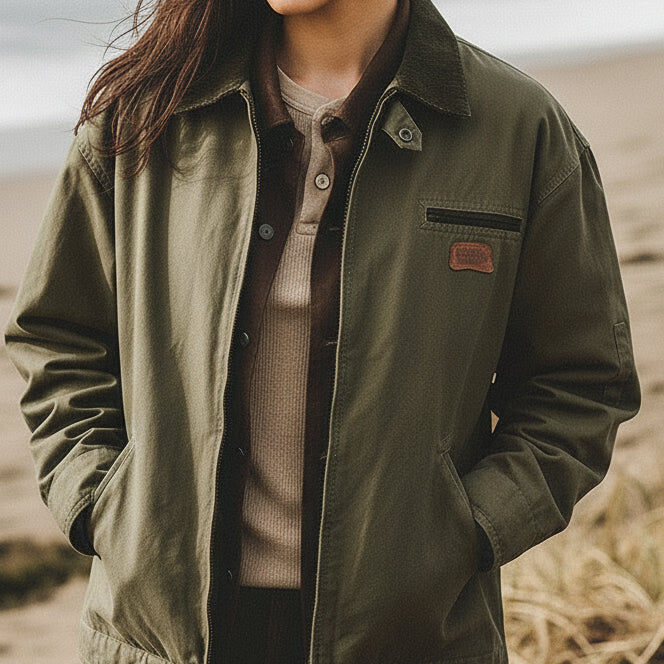 Workwear Utility Washed Canvas Jackets Unisex Loose Oversize