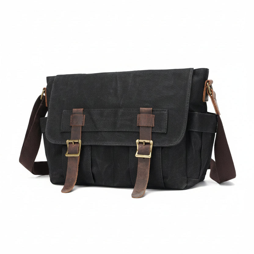 Rugged durability unisex canvas crossbody bag combines