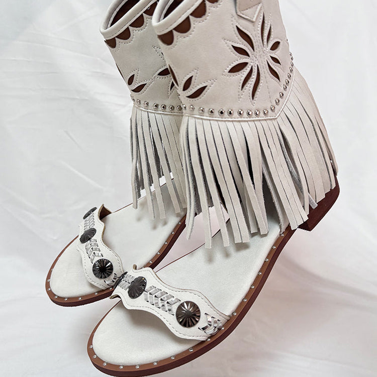 Ashore Shop Summer Western Cowgirl Tassel Boots