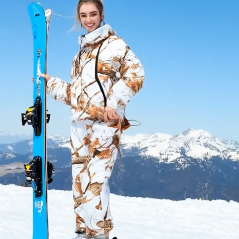 Ashore Ski Shop Bold leaf and Branch Camouflage Print Ski Outfit Sets