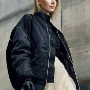 Black oversize jacket and ruffle skirt two piece sets