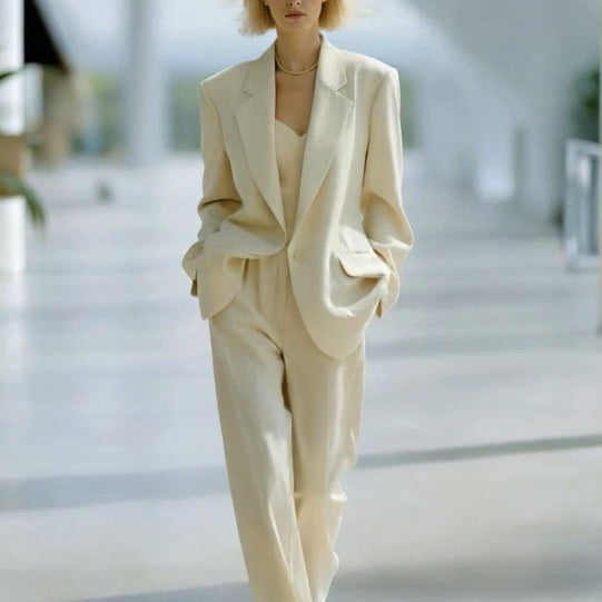 Women's Loose fit Two-piece Satin Suit Custom Size Supported