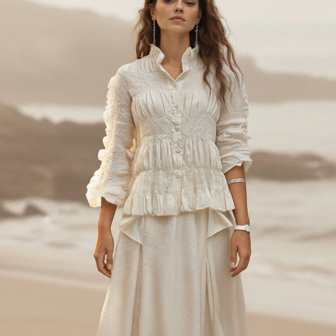 ASHORE Ripple Pleated elegant women’s pleated shirt Super Stretch