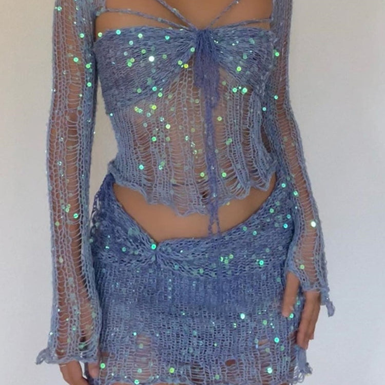 Ashore Shop Sequins Knitted Summer Women Beach Outfits