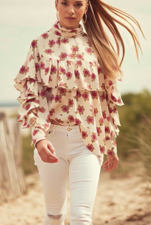 Spring_Summer_Flower_Print_Ruffle_Blouse