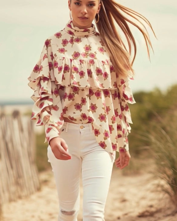 Spring_Summer_Flower_Print_Ruffle_Blouse